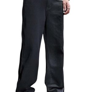 KOTTY Men’s Solid Black Flame Slim Jeans