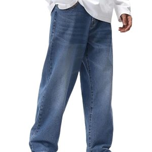 Relaxed Fit Blue Denim Jeans – Classic Straight Leg, Everyday Comfort Casual Pants